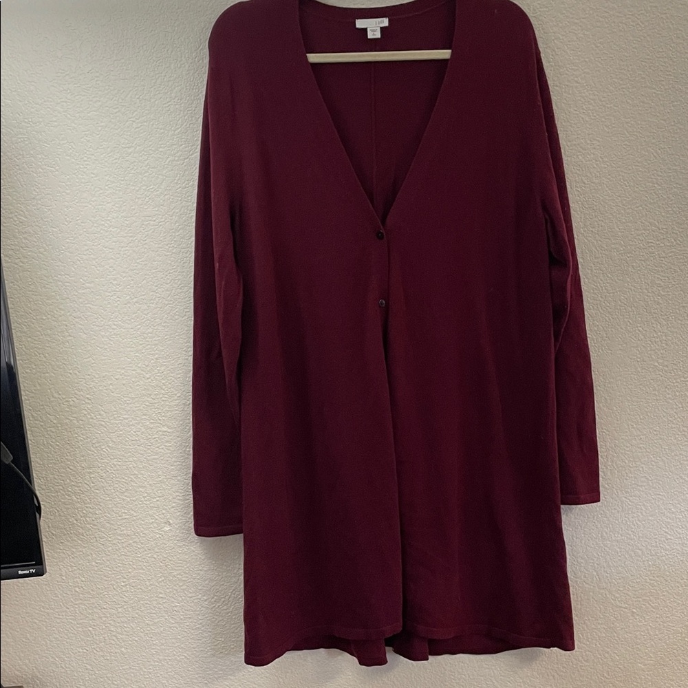 J. Jill burgundy Knit long cardigan jacket wool blend classic lagenlook L